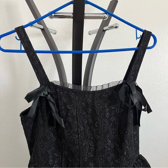 Trixxi Black Floral Whimsigoth Fairy Goth Glam Grunge Babydoll Dress Medium - Picture 2 of 6